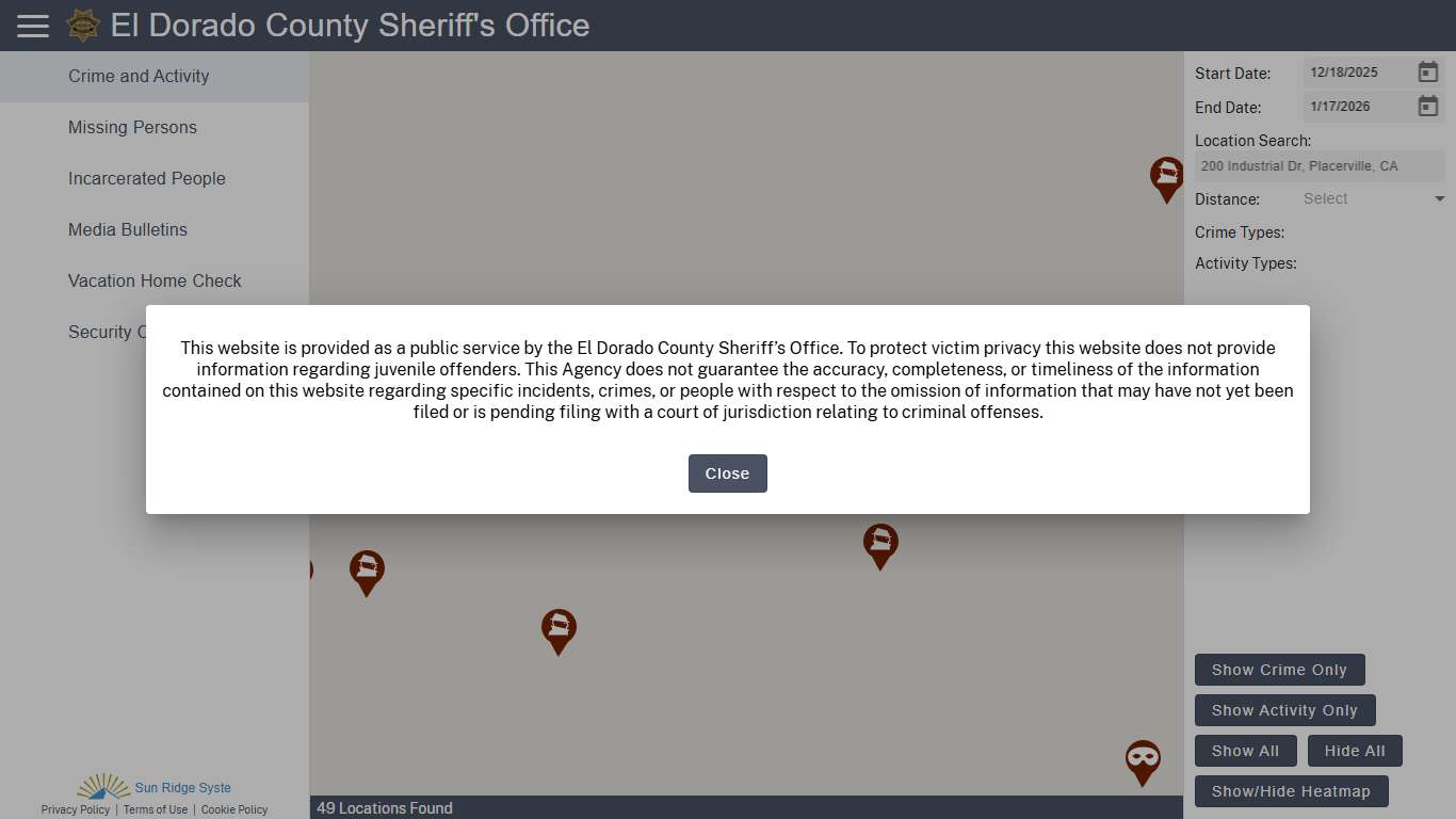 El Dorado County Sheriff's Office - Crime & Activity
