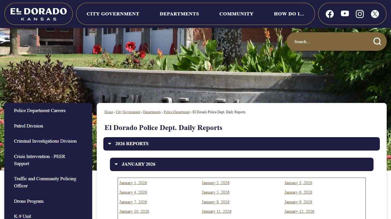 El Dorado Police Dept. Daily Reports | El Dorado, KS - Official Website
